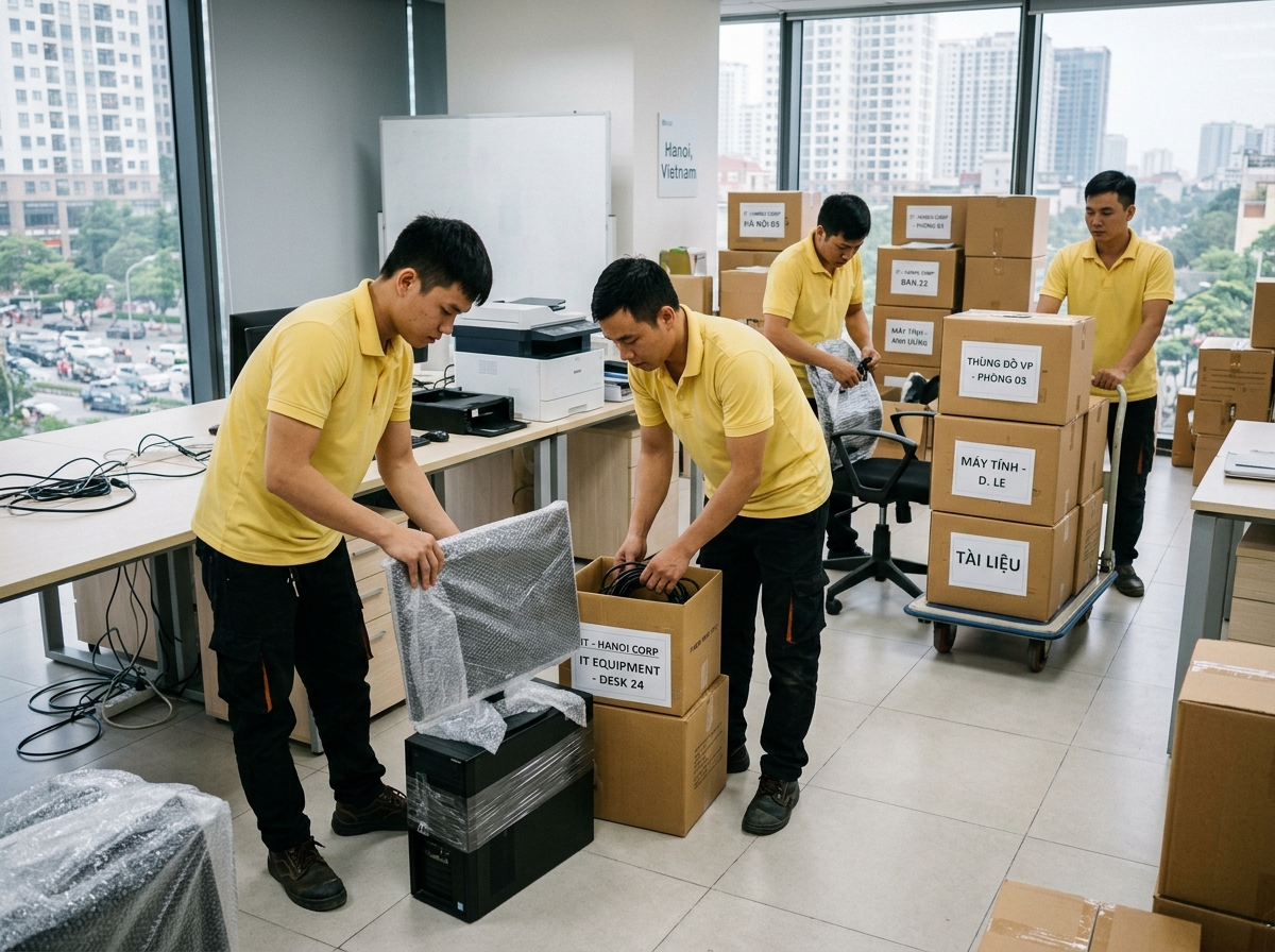 Đóng gói máy tính, hồ sơ tài liệu chuyển văn phòng công ty